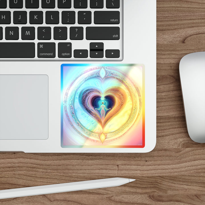 Cosmic Love Awakening - Holographic Die-Cut Sticker - Paper products - g(0D·IO) - 5" × 5" - Die-Cut - Holographic