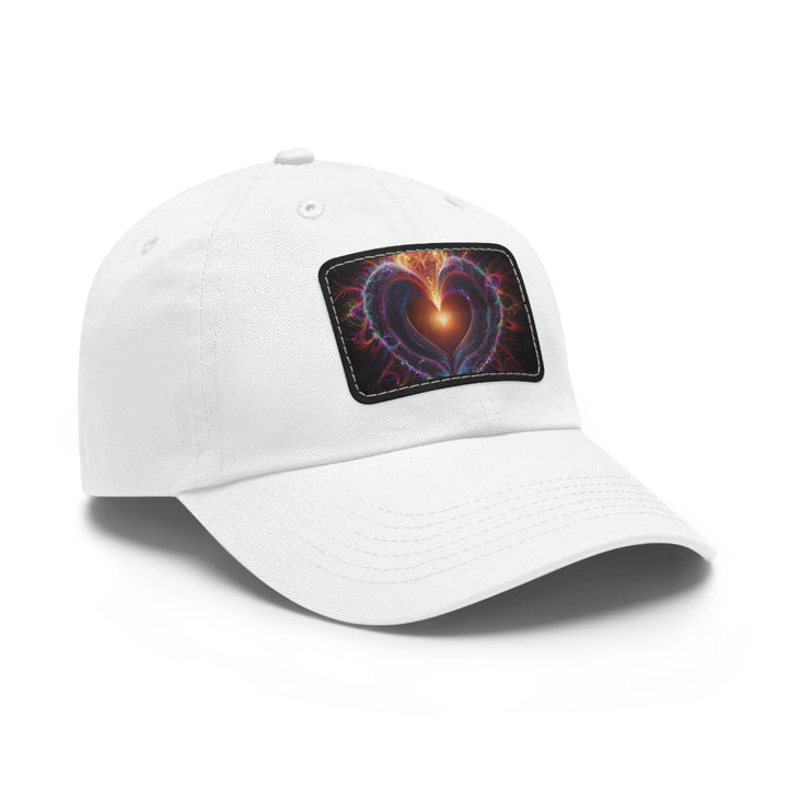 Cosmic Love Essence - Dad Hat - Hats - g(0D·IO) - White / Black patch - Rectangle - One size