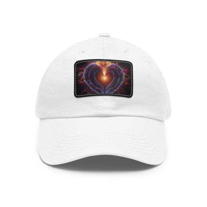 Cosmic Love Essence - Dad Hat - Hats - g(0D·IO) - White / Black patch - Rectangle - One size