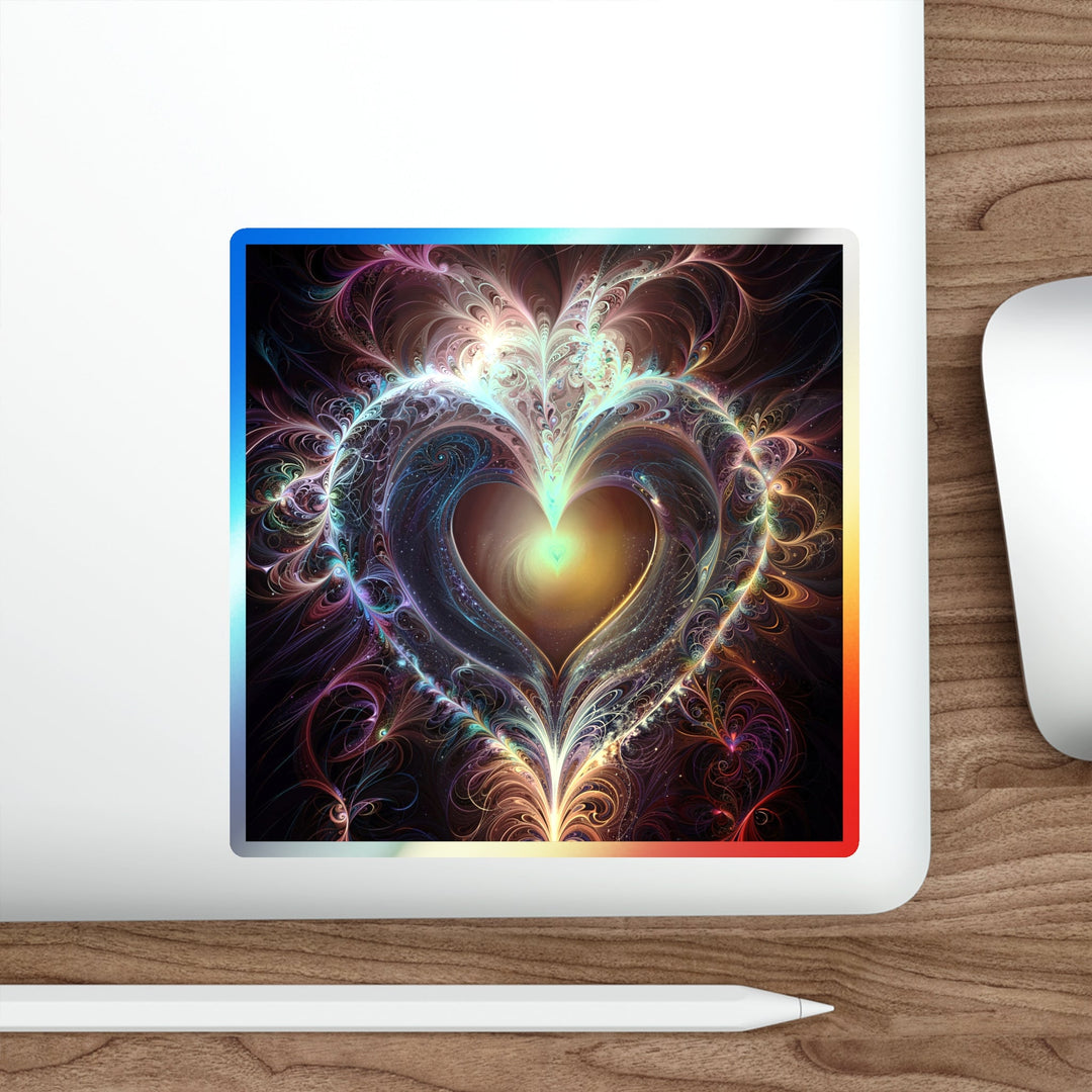 Cosmic Love Essence - Holographic Die-Cut Sticker - Paper products - g(0D·IO) - 5" × 5" - Die-Cut - Holographic