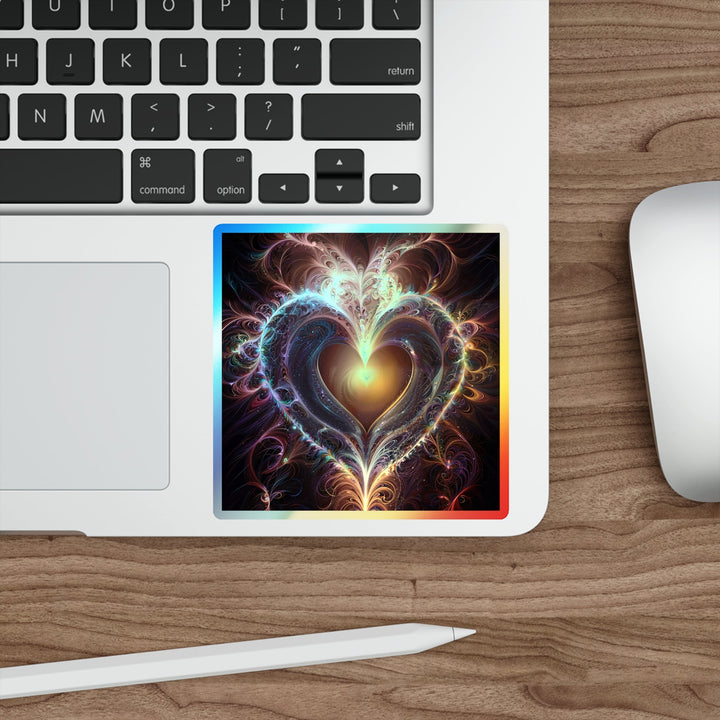 Cosmic Love Essence - Holographic Die-Cut Sticker - Paper products - g(0D·IO) - 5" × 5" - Die-Cut - Holographic