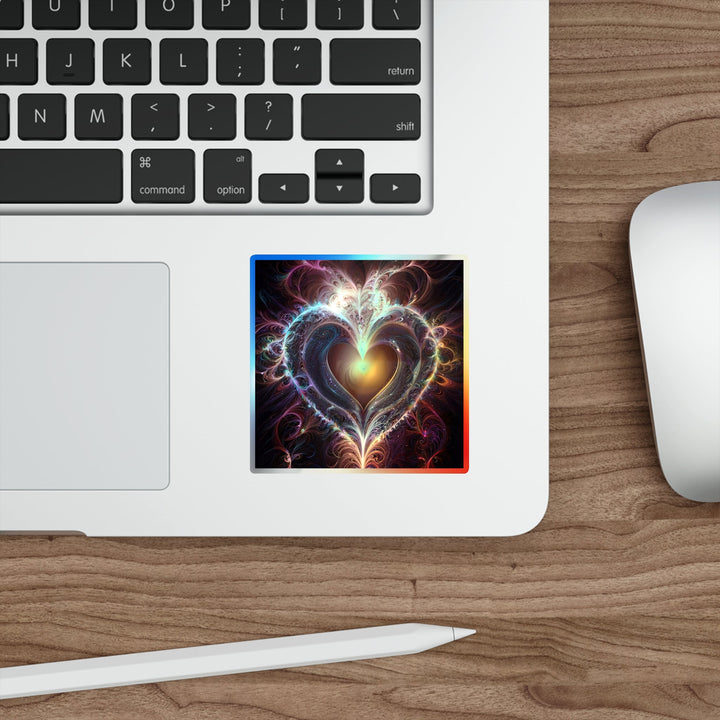 Cosmic Love Essence - Holographic Die-Cut Sticker - Paper products - g(0D·IO) - 5" × 5" - Die-Cut - Holographic