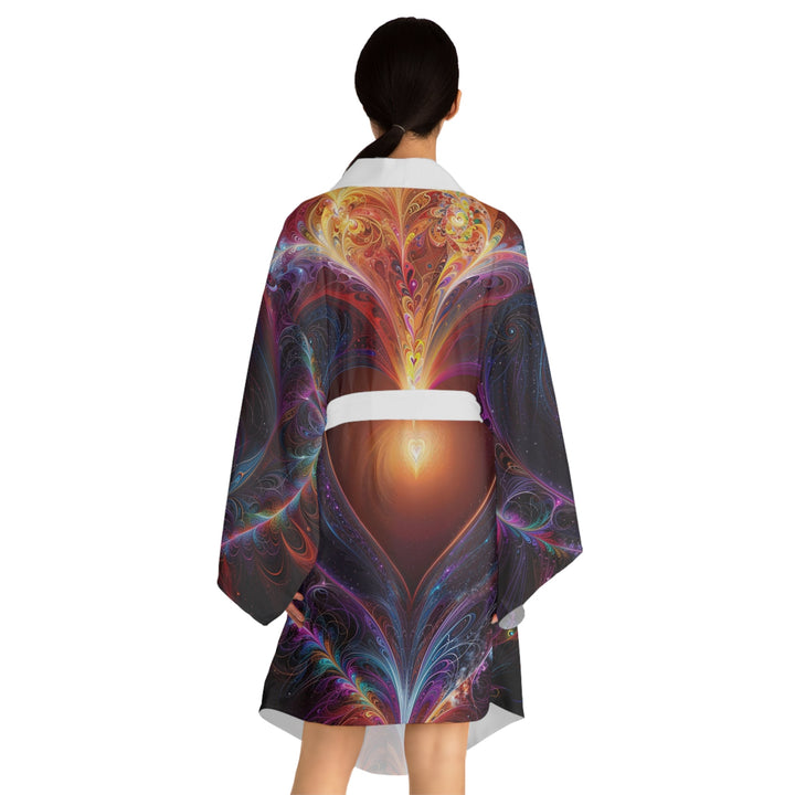 Cosmic Love Essence - Long Sleeve Kimono Robe - All Over Prints - g(0D·IO) - XS - Black -