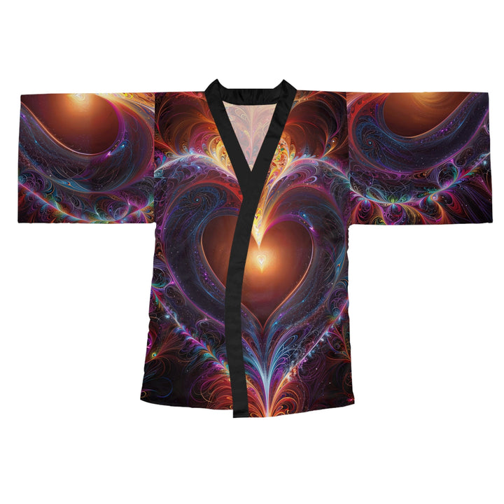 Cosmic Love Essence - Long Sleeve Kimono Robe - All Over Prints - g(0D·IO) - XS - Black -