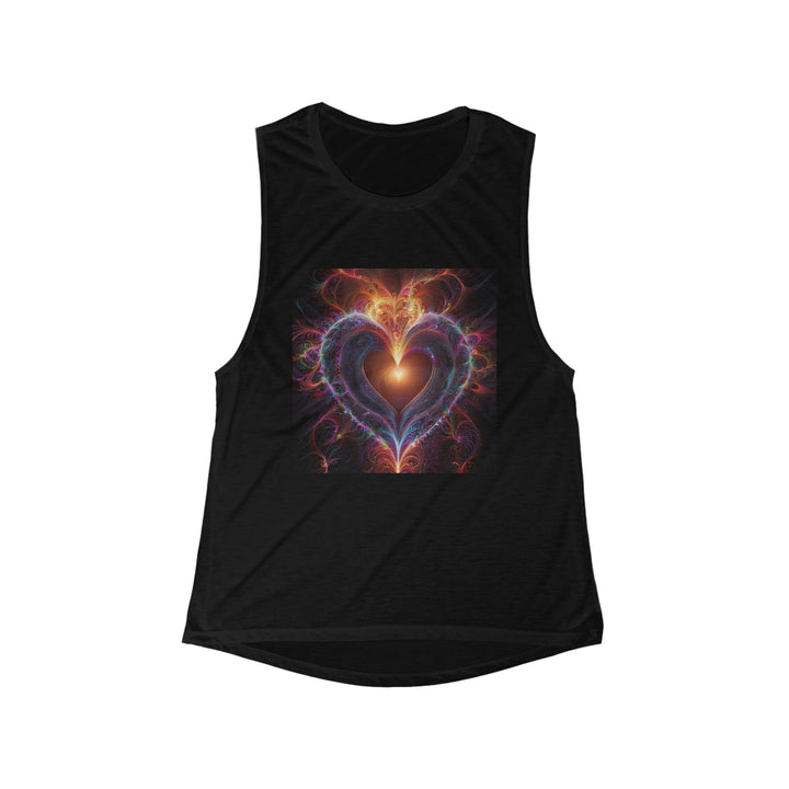 Cosmic Love Essence - Women's Flowy Scoop Muscle Tank - Tank Top - g(0D·IO) - S - Black -