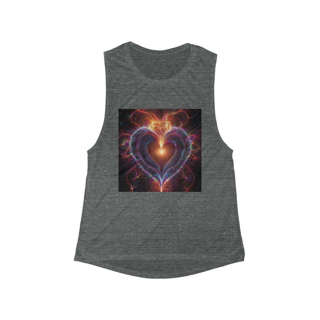 Cosmic Love Essence - Women's Flowy Scoop Muscle Tank - Tank Top - g(0D·IO) - S - Asphalt Slub -