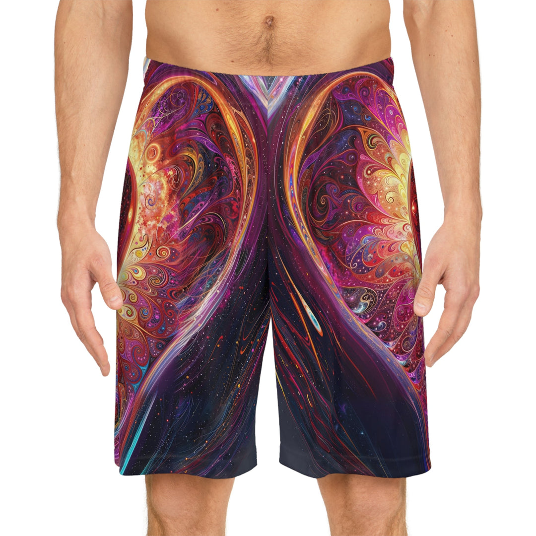 Cosmic Love Spiral - AOP Basketball Shorts - All Over Prints - g(0D·IO) - Seam thread color automatically matched to design - XS -