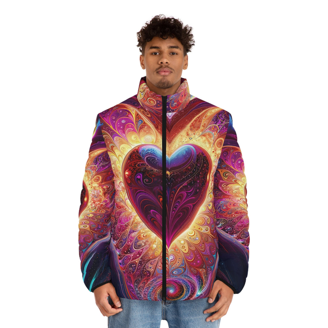 Cosmic Love Spiral - Puffer Jacket - All Over Prints - g(0D·IO) - S - Black zipper -