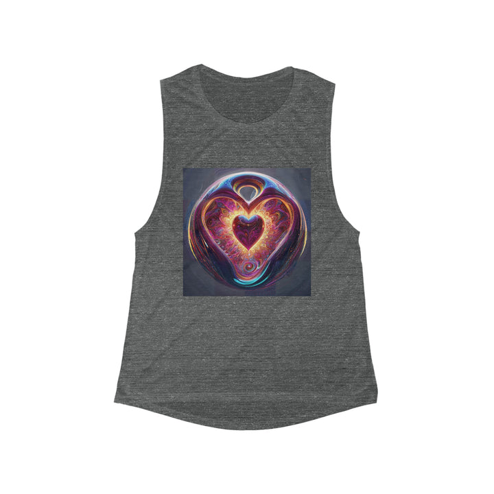 Cosmic Love Spiral - Women's Flowy Scoop Muscle Tank - Tank Top - g(0D·IO) - S - Asphalt Slub -