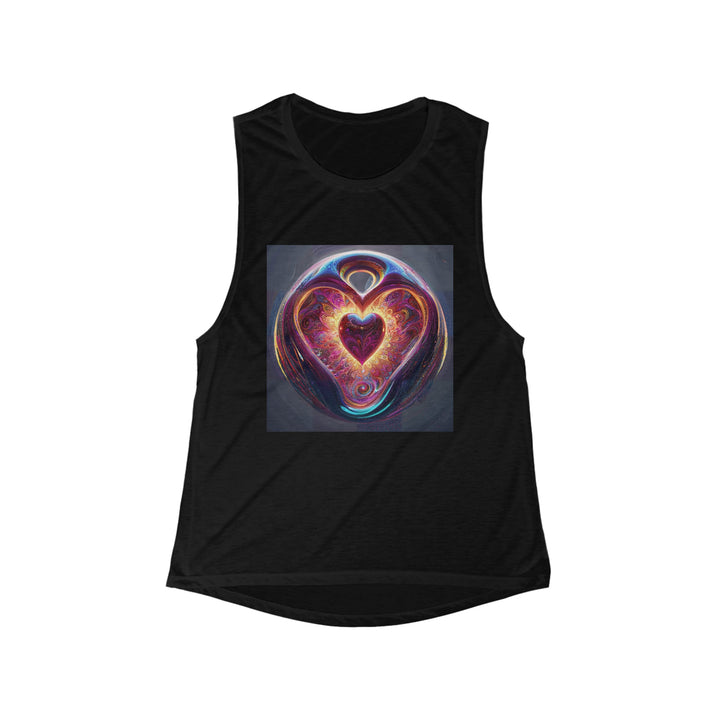 Cosmic Love Spiral - Women's Flowy Scoop Muscle Tank - Tank Top - g(0D·IO) - S - Black -