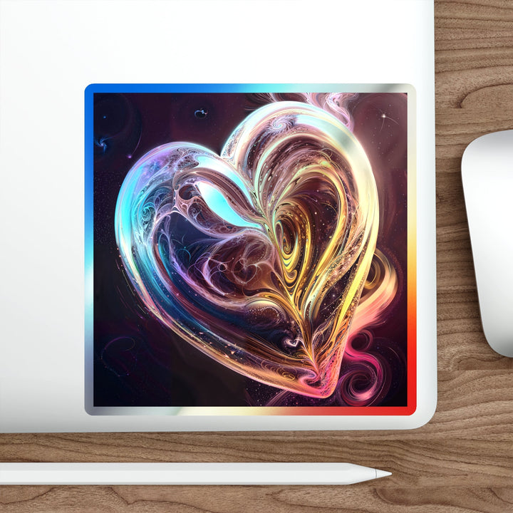 Cosmic Love Swirl - Holographic Die-Cut Sticker - Paper products - g(0D·IO) - 5" × 5" - Die-Cut - Holographic