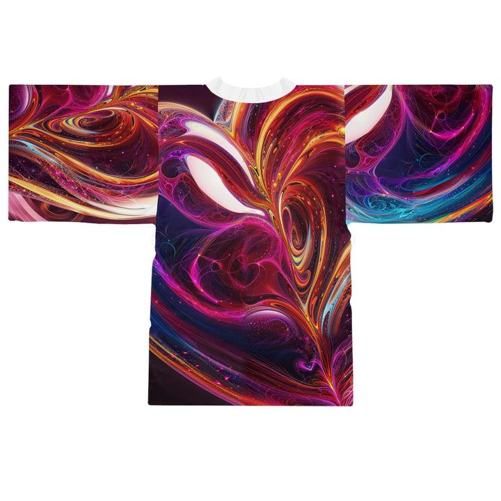 Cosmic Love Swirl - Long Sleeve Kimono Robe - All Over Prints - g(0D·IO) - XS - Black -