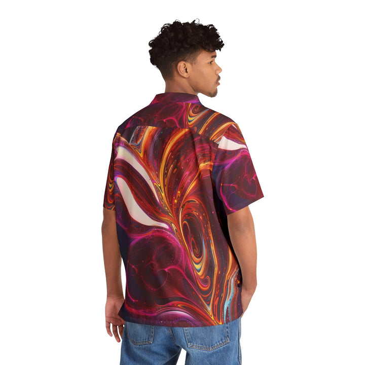 Cosmic Love Swirl - Men's Hawaiian Shirt - All Over Prints - g(0D·IO) - S - Black -