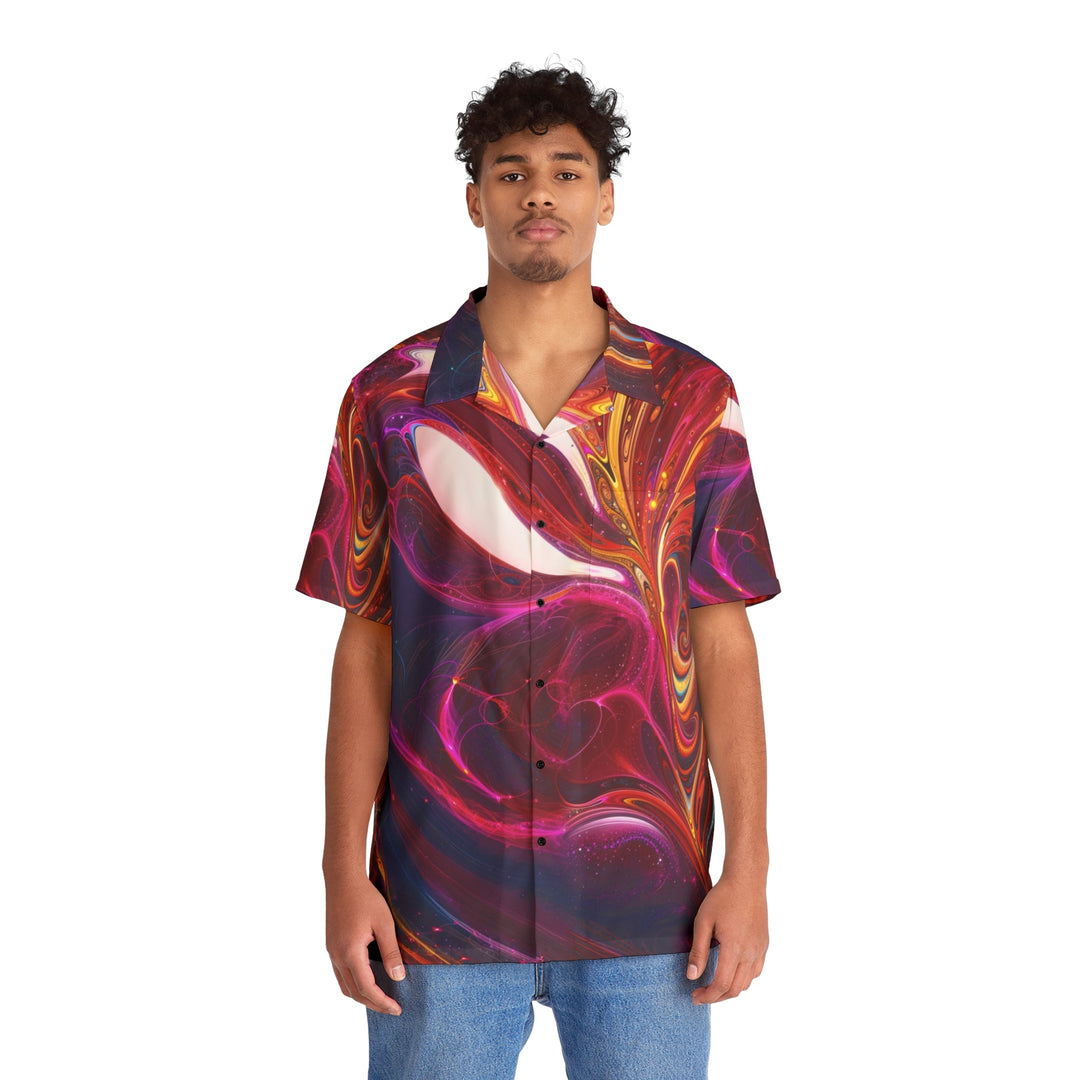 Cosmic Love Swirl - Men's Hawaiian Shirt - All Over Prints - g(0D·IO) - S - Black -