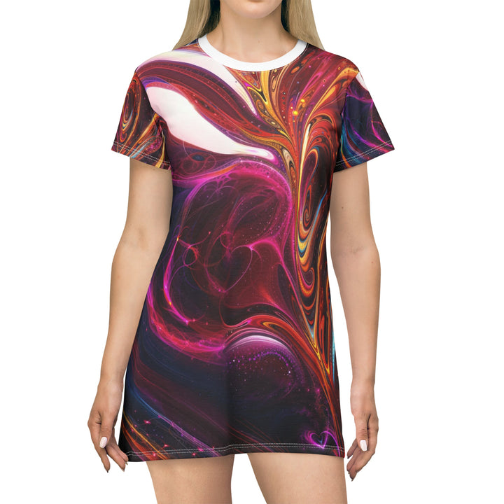 Cosmic Love Swirl - T-Shirt Dress - All Over Prints - g(0D·IO) - XS - -