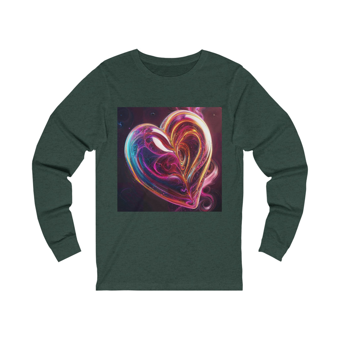 Cosmic Love Swirl - Unisex Jersey Long Sleeve Tee - Long-sleeve - g(0D·IO) - S - Heather Forest -