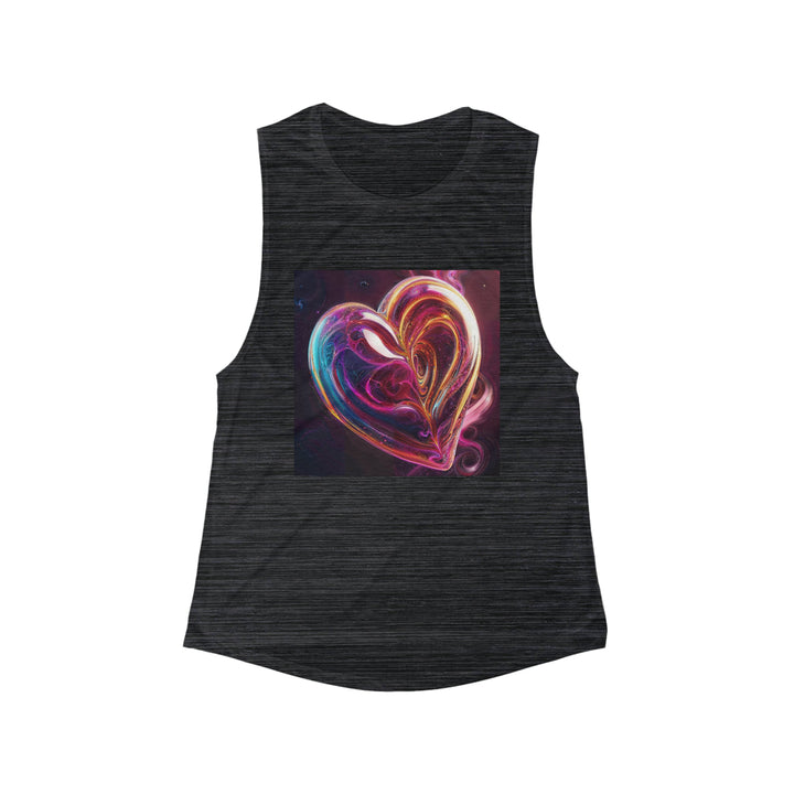 Cosmic Love Swirl - Women's Flowy Scoop Muscle Tank - Tank Top - g(0D·IO) - S - Black Slub -