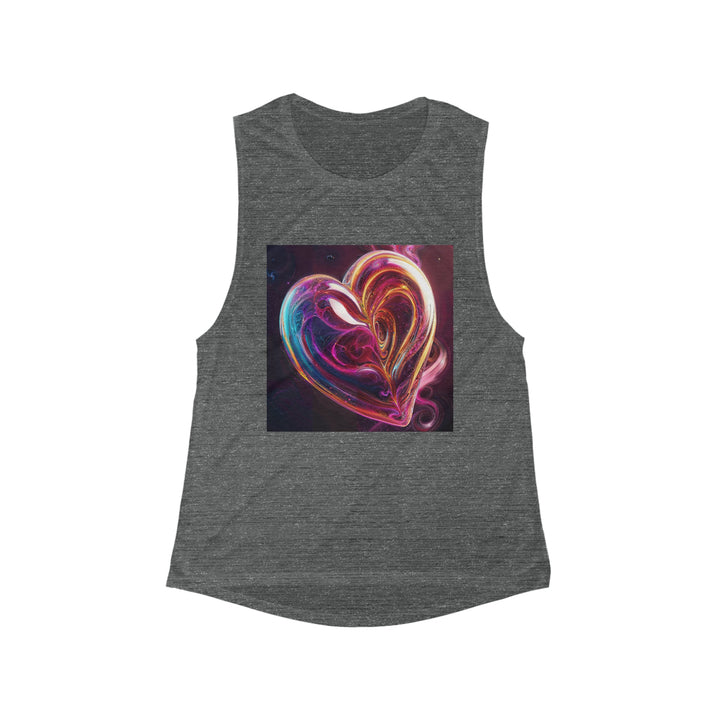 Cosmic Love Swirl - Women's Flowy Scoop Muscle Tank - Tank Top - g(0D·IO) - S - Asphalt Slub -