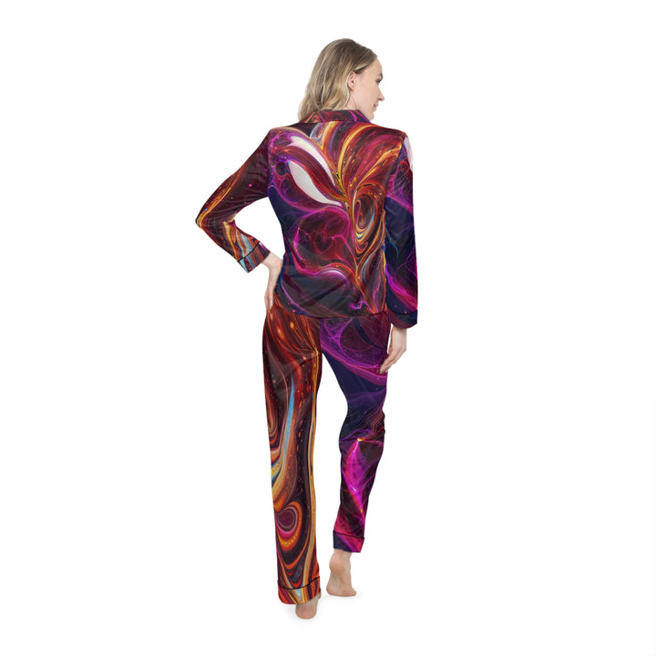 Cosmic Love Swirl - Women's Satin Pajamas - All Over Prints - g(0D·IO) - XS/S - Black -