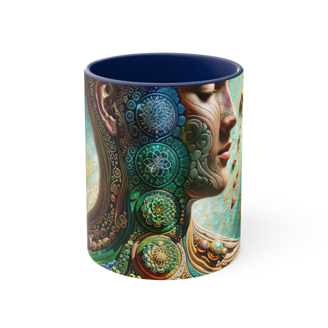 Cosmic Mandala Essence - Accent Coffee Mug - Mug - g(0D·IO) - Navy - 11oz -