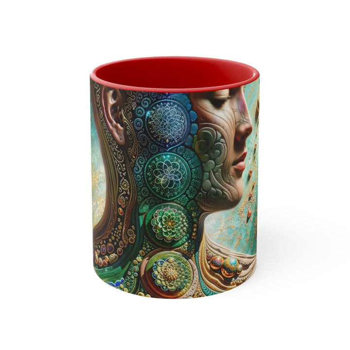 Cosmic Mandala Essence - Accent Coffee Mug - Mug - g(0D·IO) - Red - 11oz -