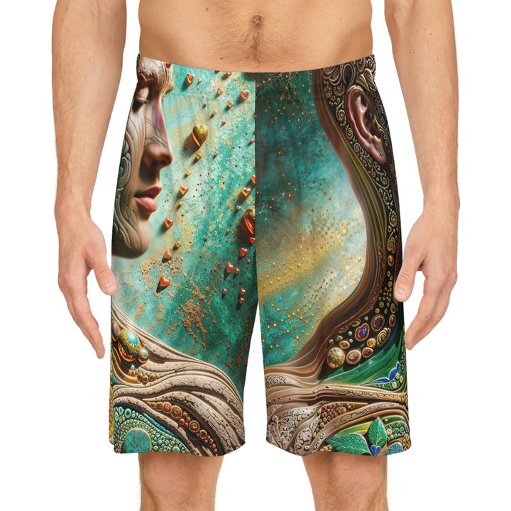 Cosmic Mandala Essence - AOP Basketball Shorts - All Over Prints - g(0D·IO) - Seam thread color automatically matched to design - XS -