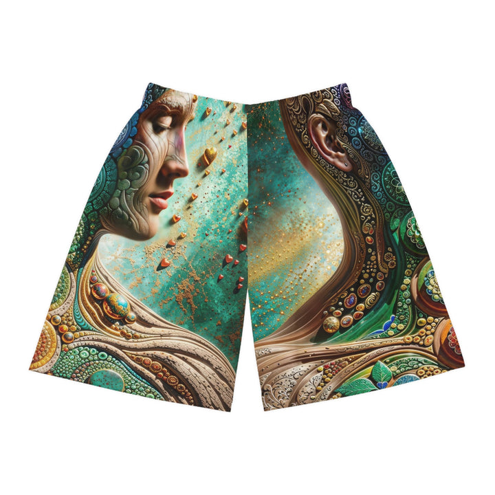 Cosmic Mandala Essence - AOP Basketball Shorts - All Over Prints - g(0D·IO) - Seam thread color automatically matched to design - XS -