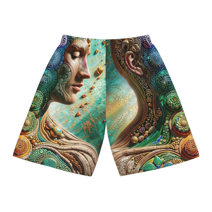 Cosmic Mandala Essence - AOP Basketball Shorts - All Over Prints - g(0D·IO) - Seam thread color automatically matched to design - XS -