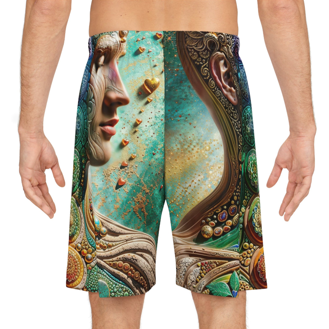 Cosmic Mandala Essence - AOP Basketball Shorts - All Over Prints - g(0D·IO) - Seam thread color automatically matched to design - XS -