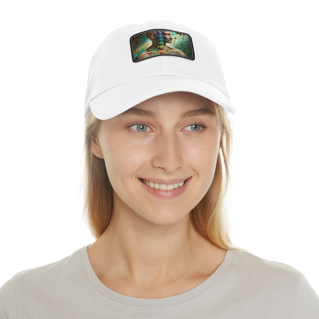 Cosmic Mandala Essence - Dad Hat - Hats - g(0D·IO) - White / Black patch - Rectangle - One size