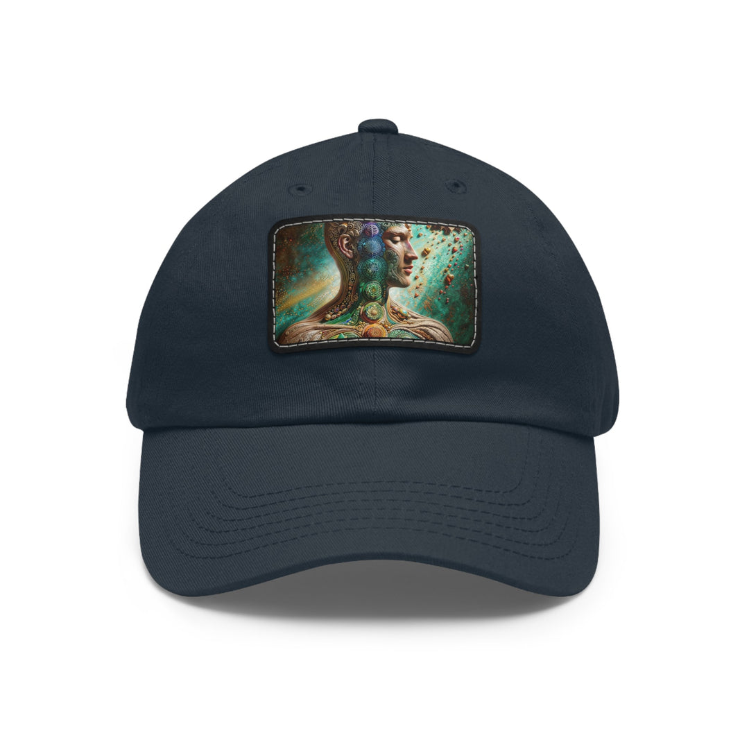 Cosmic Mandala Essence - Dad Hat - Hats - g(0D·IO) - Navy / Black patch - Rectangle - One size