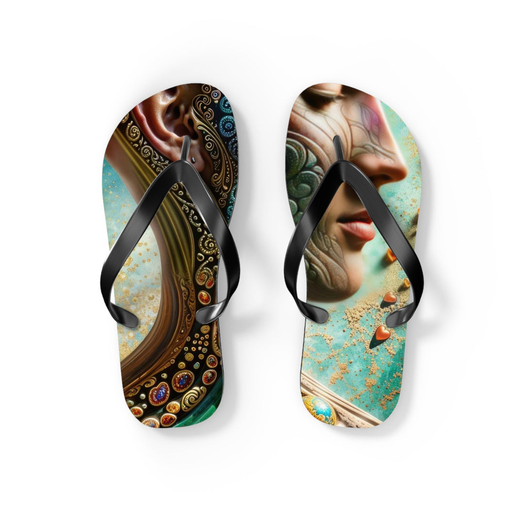 Cosmic Mandala Essence - Flip Flops - Shoes - g(0D·IO) - S - Black sole -