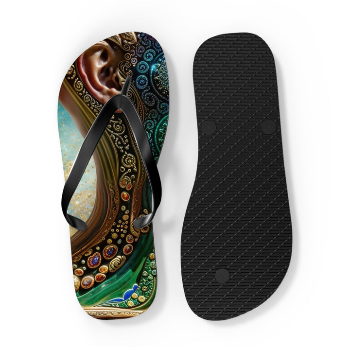 Cosmic Mandala Essence - Flip Flops - Shoes - g(0D·IO) - XL - Black sole -