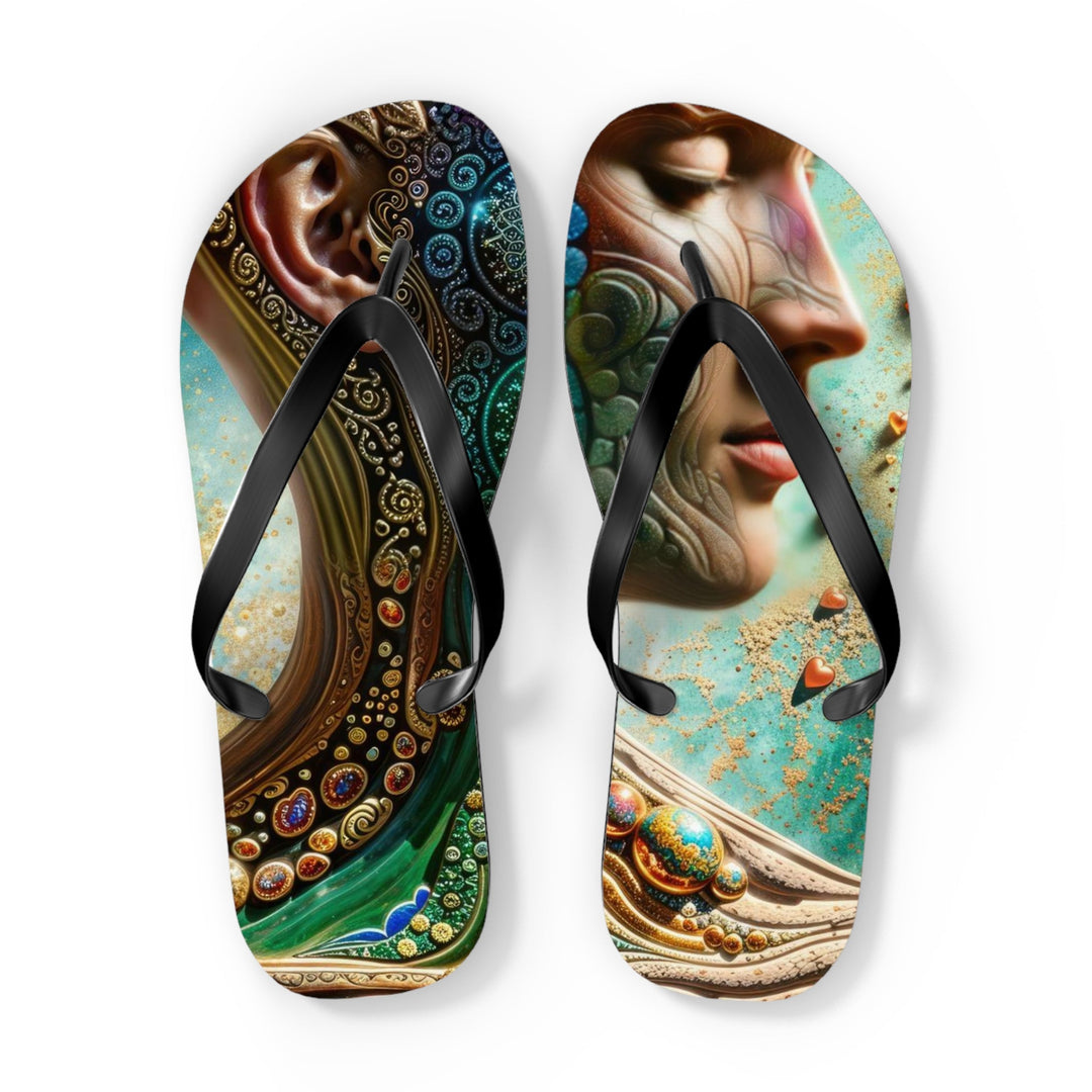 Cosmic Mandala Essence - Flip Flops - Shoes - g(0D·IO) - XL - Black sole -