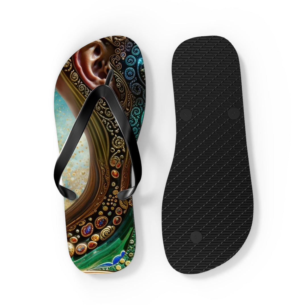 Cosmic Mandala Essence - Flip Flops - Shoes - g(0D·IO) - XL - Black sole -