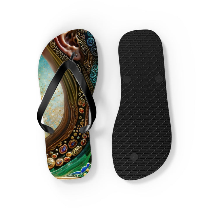 Cosmic Mandala Essence - Flip Flops - Shoes - g(0D·IO) - XL - Black sole -