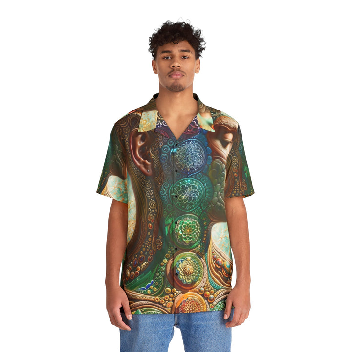 Cosmic Mandala Essence - Men's Hawaiian Shirt - All Over Prints - g(0D·IO) - S - Black -