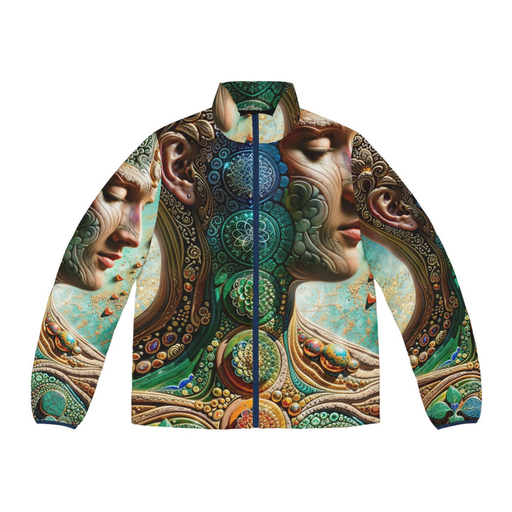 Cosmic Mandala Essence - Puffer Jacket - All Over Prints - g(0D·IO) - S - Dark blue zipper -