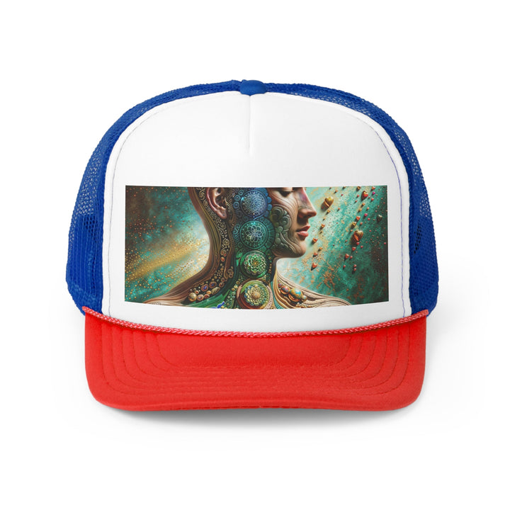 Cosmic Mandala Essence - Trucker Hat - Hats - g(0D·IO) - Blue/Red - One size -