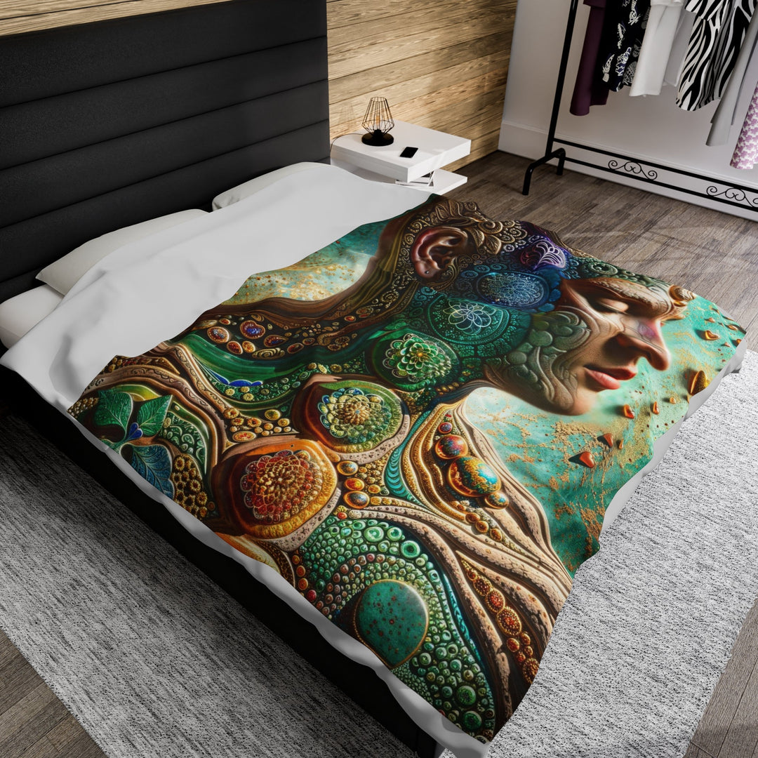 Cosmic Mandala Essence - Velveteen Plush Blanket - All Over Prints - g(0D·IO) - 60" × 80" - -