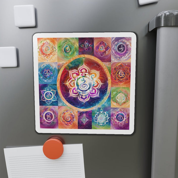 Cosmic Mandala Symphony - Die-cut Magnet - Home Decor - g(0D·IO) - 6 × 6" - Die-Cut - 1 pc