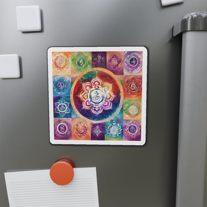 Cosmic Mandala Symphony - Die-cut Magnet - Home Decor - g(0D·IO) - 6 × 6" - Die-Cut - 1 pc