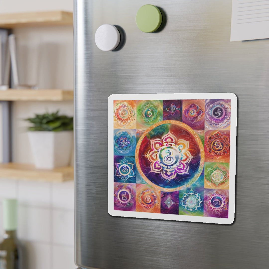 Cosmic Mandala Symphony - Die-cut Magnet - Home Decor - g(0D·IO) - 6 × 6" - Die-Cut - 1 pc