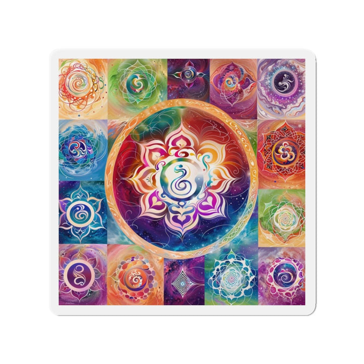 Cosmic Mandala Symphony - Die-cut Magnet - Home Decor - g(0D·IO) - 3" x 3" - Die-Cut - 1 pc