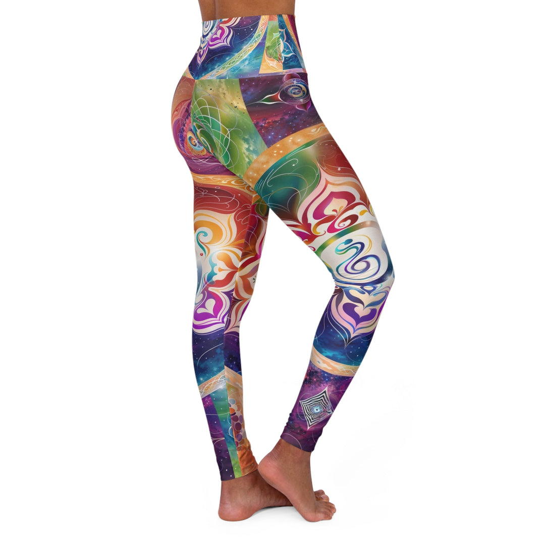 Cosmic Mandala Symphony - High Waisted AOP Yoga Leggings - All Over Prints - g(0D·IO) - XS - -