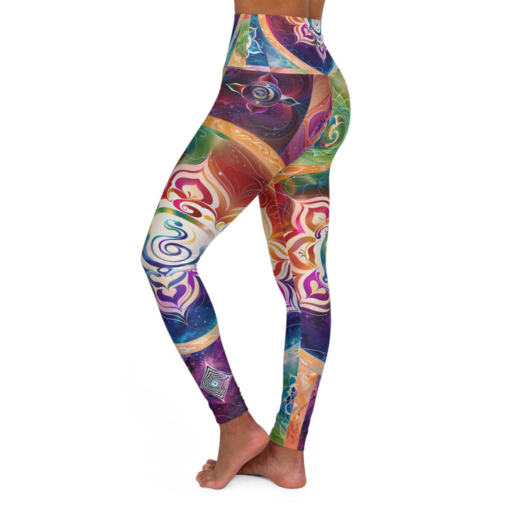 Cosmic Mandala Symphony - High Waisted AOP Yoga Leggings - All Over Prints - g(0D·IO) - XS - -