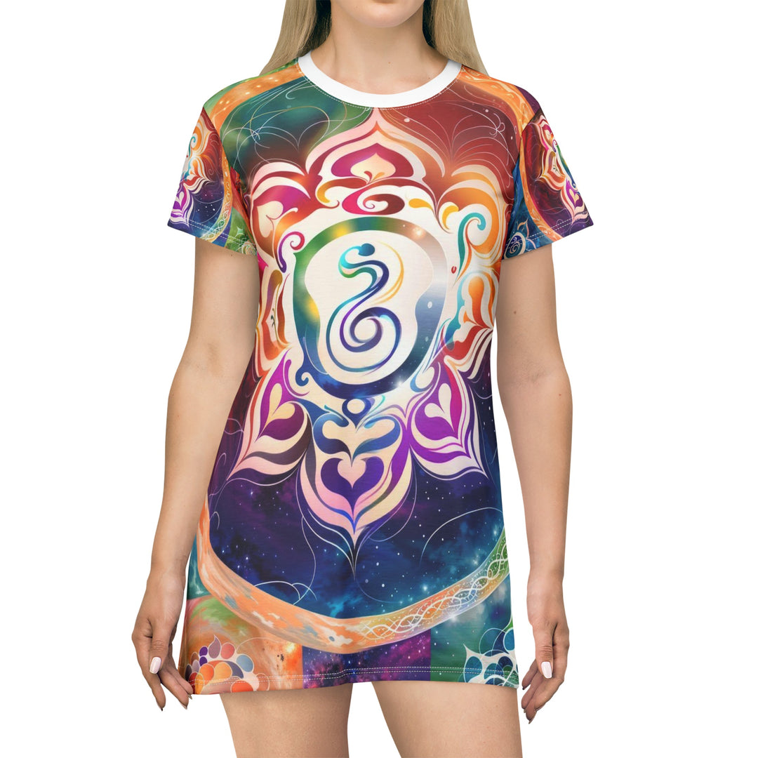 Cosmic Mandala Symphony - T-Shirt Dress - All Over Prints - g(0D·IO) - XS - -