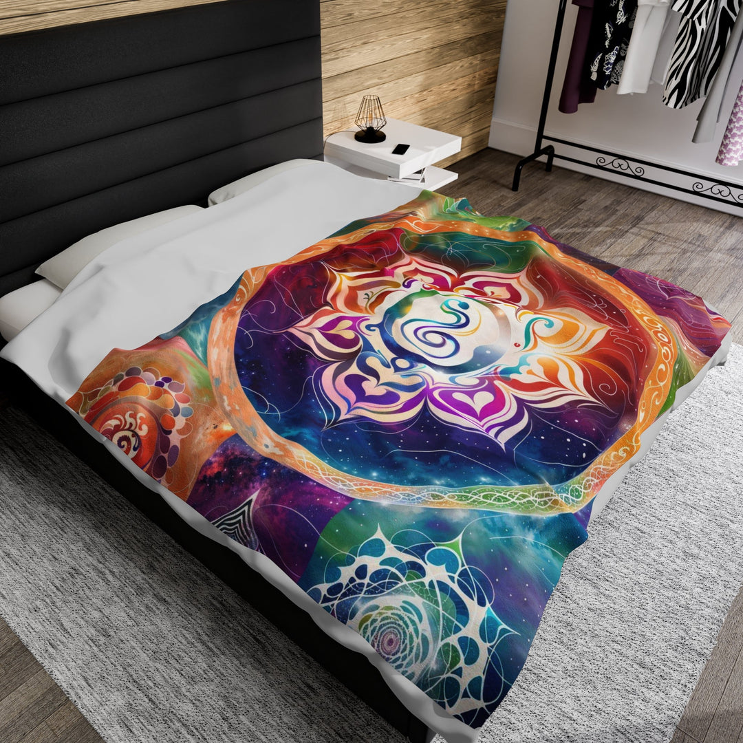 Cosmic Mandala Symphony - Velveteen Plush Blanket - All Over Prints - g(0D·IO) - 30" × 40" - -