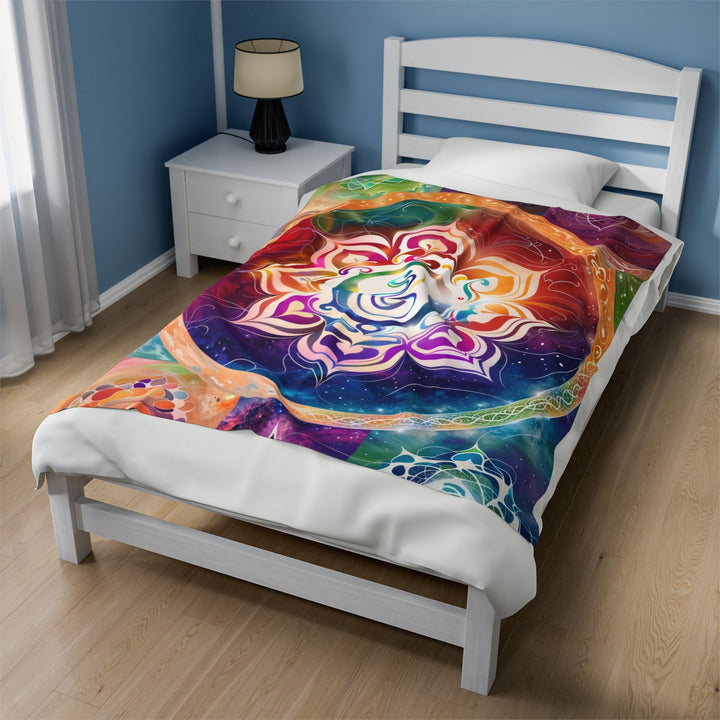 Cosmic Mandala Symphony - Velveteen Plush Blanket - All Over Prints - g(0D·IO) - 30" × 40" - -