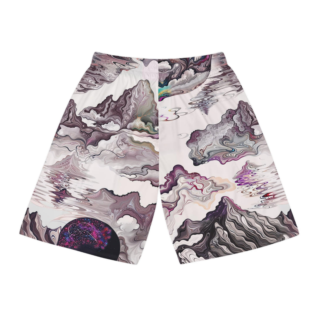 Cosmic Marble Cascade - AOP Basketball Shorts - All Over Prints - g(0D·IO) - Seam thread color automatically matched to design - XS -